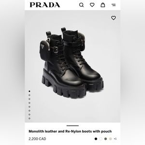 PRADA Monolith leather and Re-Nylon boots with pouch (36/6)